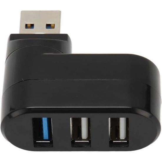 Hub USB 3.0 Coudé à 90° Avec 2 Ports USB 2.0 - En Aluminium, Plug & Play - Compatible Téléphone, Ordinateur, Stockage - Conception Compacte - 12