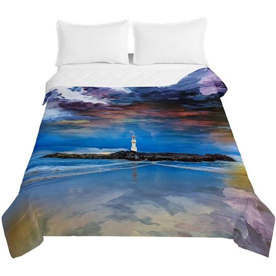Chickwin Couvre-Lit Matelassé 3D Dauphins & Ancre – Dessus De Lit Doux Microfibre 150x200 Cm, Idéal Pour Chambre Enfant Ou Adulte