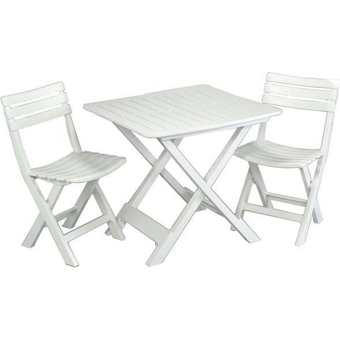 Ensemble table et chaises Camping - Blanc - Pour 2 personnes