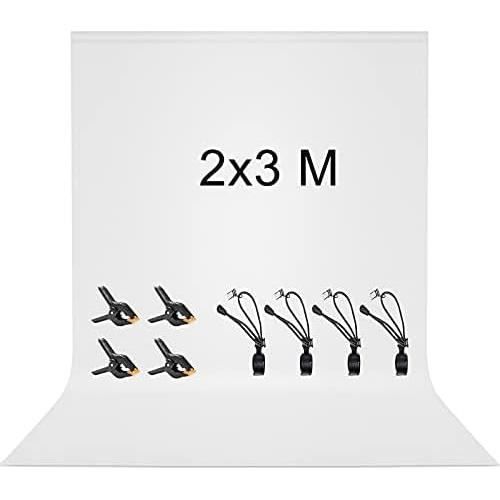 Toile De Fond Photo/Webcam - Blanc, 2x3 M, Polyester Mat, Sans Couture, Lavable