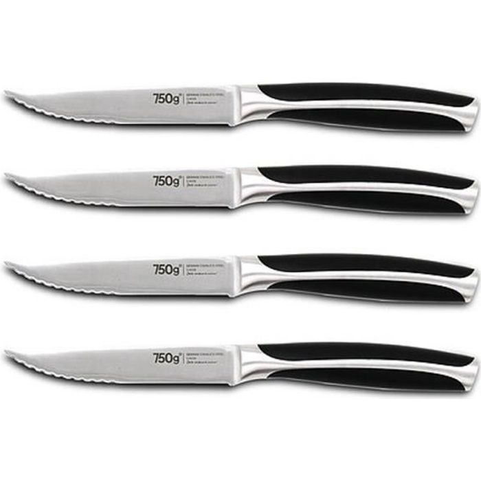 750 G Lot de 4 Couteaux à steak City - 11 cm - Pleine soie - Lames semi-dentées