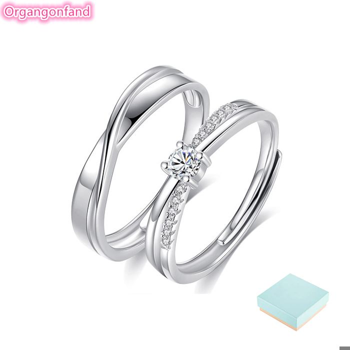 Bague Les couples -S925 argent - Ouverture réglable-La mode Zircon Bague de couple- Le meilleur cadeau pour les couples