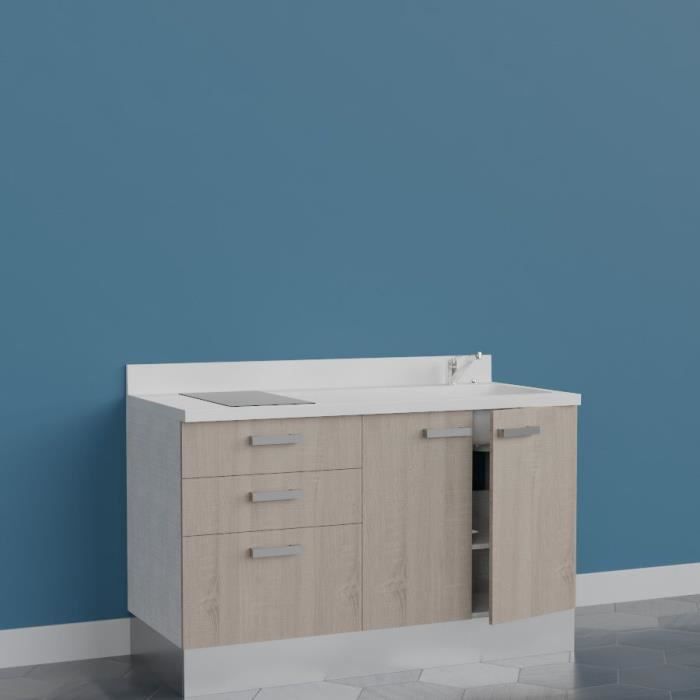 Kitchenette K19 - 140 cm avec rangements et 2 tiroirs