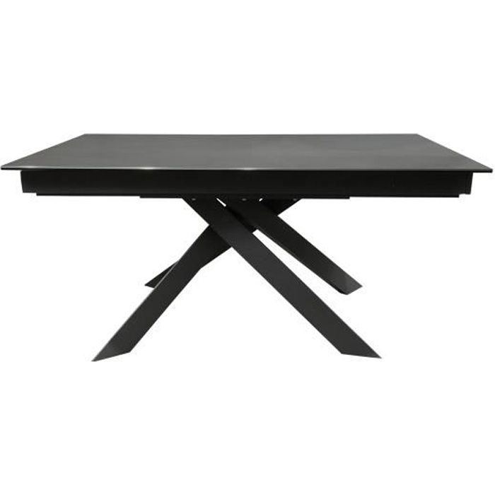 Table extensible 160/240 cm plateau céramique gris anthracite pieds acier - SPIKE
