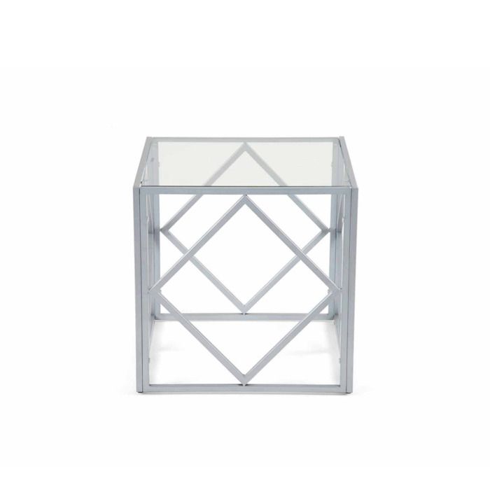 TABLE BASSE EN VERRE ET MÉTAL CARRÉE CLARA
