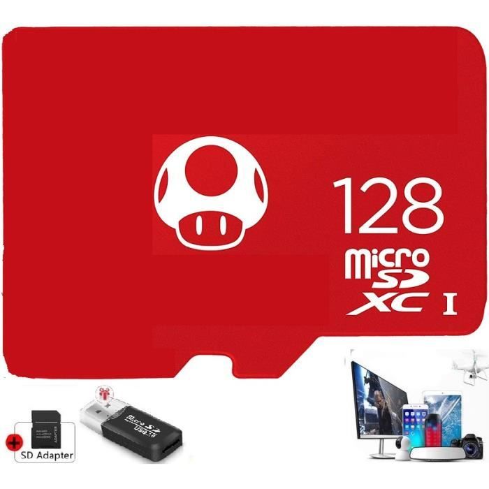 Carte Memoire Micro SD SDHC/SDXC + Adaptateur + Lecteur Carte Memoire Pour Nintendo Switch 128 GO