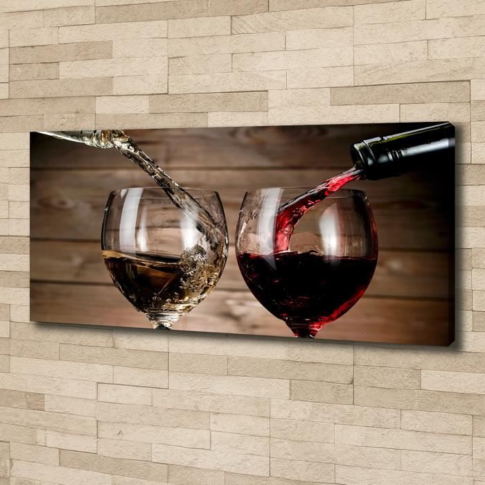 Tulup 125x50 cm art mural - Image sur toile:- Nourriture boissons - Deux Verres De Vin - Rouge