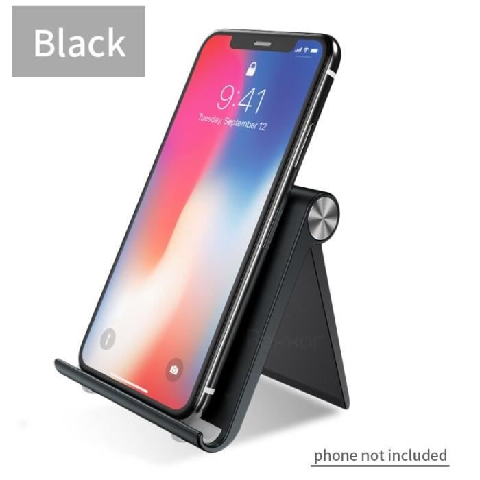 Support portatif et pliable pour téléphone portable, porte tablette à emmener partout au bureau, permet de tenir - Black - ARIE4391