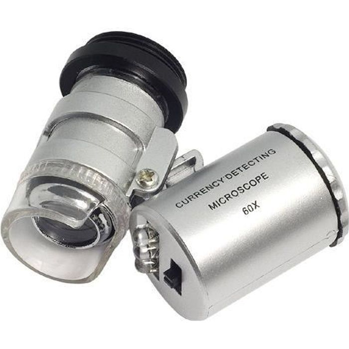 Mini Microscope de poche à led zoom x60 lampe loupe joaillerie bijoux