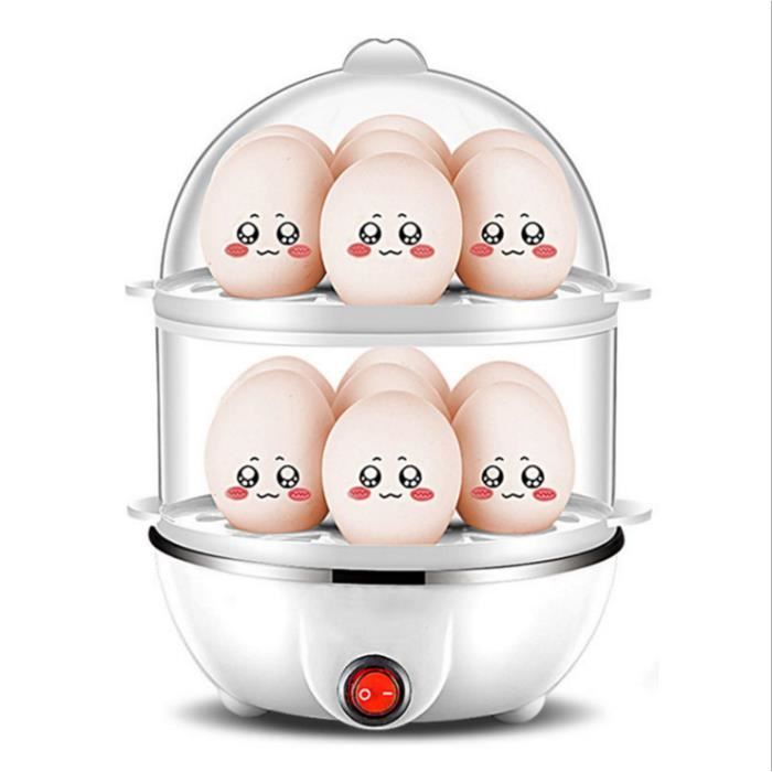 Cuit-œufs - 350 W - Capacité 14 œufs - Stérilisateur rapide - Blanc et transparent