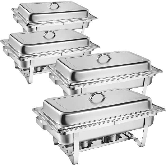 Zelsius Plat-réchaud Set Professionnel Grenoble, 4 x Acier Inoxydable de Maintien au Chaud Récipient Plat, 30 Pièces, la Chaleur Réc