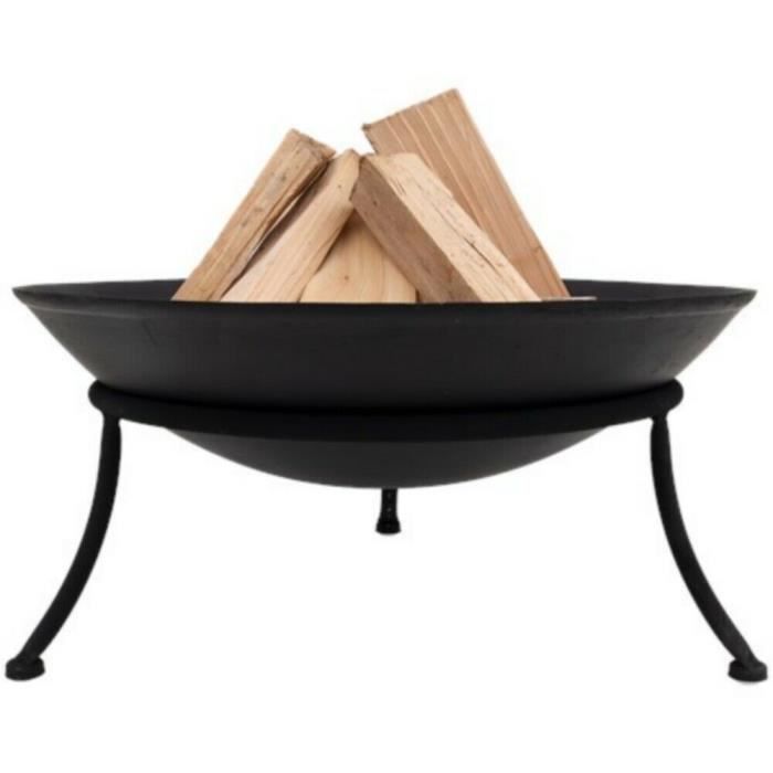 BRASERO FOYER CHEMINEE EXTERIEURE COUPE BOULE FEU CAMP CHAUFFAGE BOIS EXTERIEUR PIEDS DESIGN 47 CM
