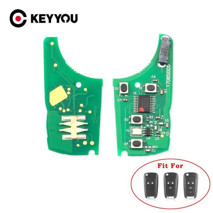 Coque clé,KEYYOU clé télécommande électronique, 433MHz, Circuit imprimé électronique, pour voiture Chevrolet Cruze Malibu Aveo