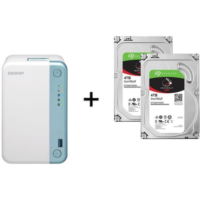 Serveur de Stockage (NAS) - TS-251D-2G - 2 Baies + 2 disque dur interne - NAS Iron Wolf - 4To - 5 900 tr/min - 3.5- ST4000VN008