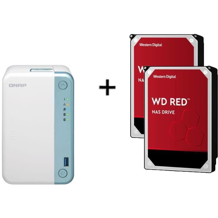 Serveur de Stockage (NAS) - TS-251D-2G - 2 Baies + 2 Disque dur Interne NAS - 6To - 5 400 tr/min - Cache 256MB - 3.5- (WD60EFAX)