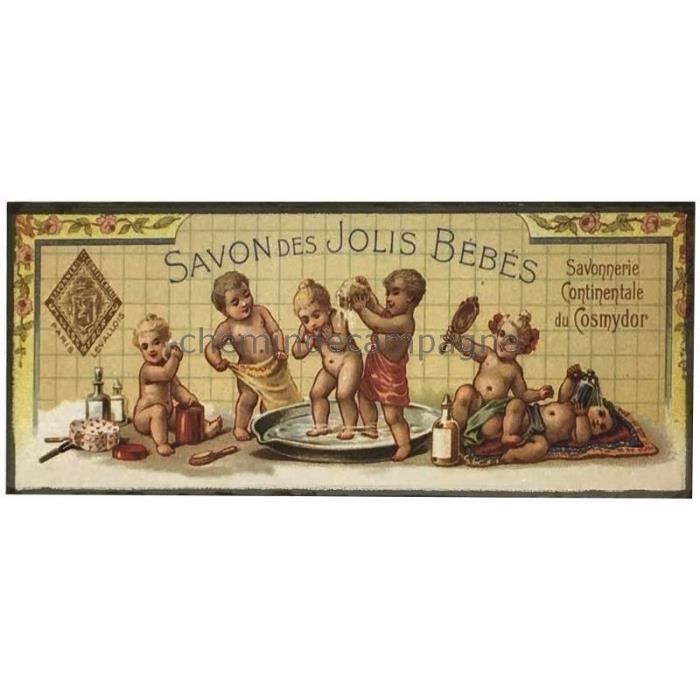 Plaque Emaillée Style Ancien de Salle de Bain Murale 40 cm Multicolore