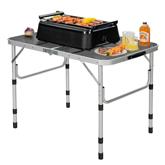 COSTWAY Table De Camping Pliante Hauteur Réglable 3 Positions 122x61cm - Charge 150KG HDPE