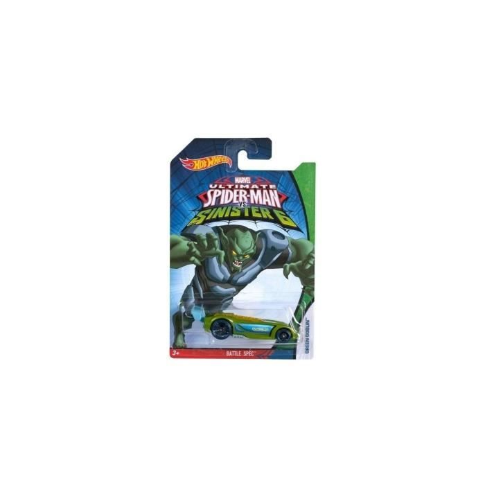 Vehicule Battle Spec Green Goblin Hot Wheels - Spider-Man Ultimate - Voiture Minature 1:64 - Enfant