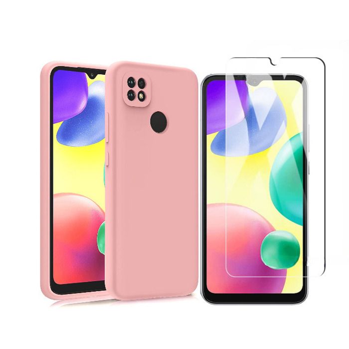 Coque Pour Xiaomi Redmi 10A Silicone Rose + Verre Trempe Little Boutik®