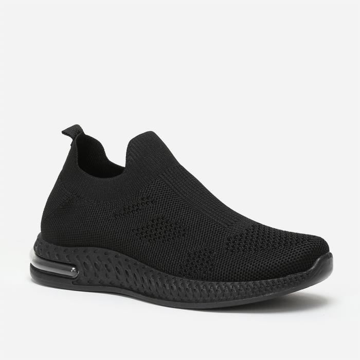 Baskets noires en maille et plateforme détail transparent