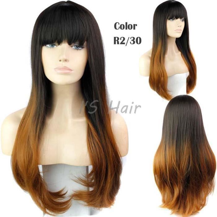 28 -Long Ombre perruque pour femmes bon marché perruques synthétiques africaine American Hair Wigs Black Women ondulés Faux cheveux