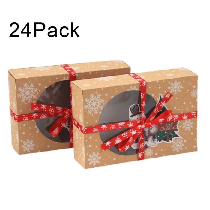 Lot de 24 boîtes à biscuits de Noël avec fenêtre de visualisation