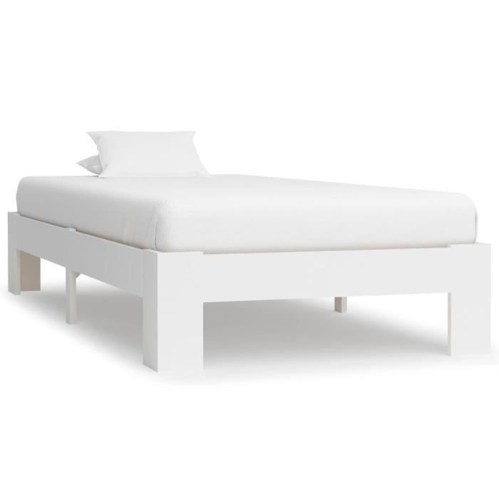 Cadre de lit Blanc Bois de pin massif 100 x 200 cm