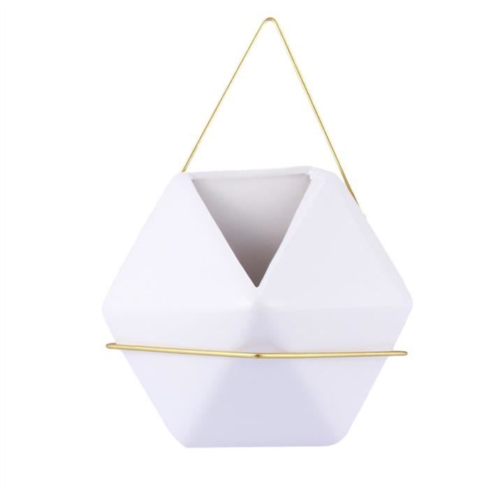 Jardinière accrochante en céramique Triangle tranchant Plante Hanger Fleur Pot Plante Porte-panier pour décorations d'intérieur en