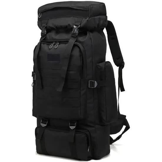 Grand Sac à dos - 80L- style militaire - extérieure militaire tactique Camping Randonnée Trekking - Noir -RNGCPTO
