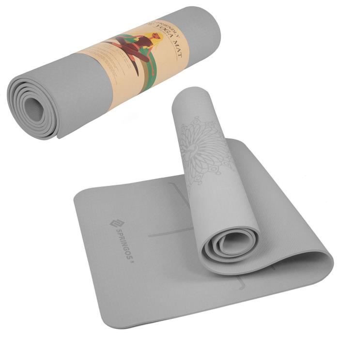 SPRINGOS® Tapis de yoga Tapis de fitness Tapis de gymnastique Tapis de sport Pilates Tapis de sol - Gris