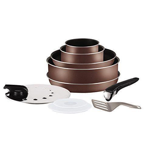 Tefal L2089702 Set de poêles et casseroles - Ingenio 5 Essential Brun 10 Pièces - Tous feux sauf induction