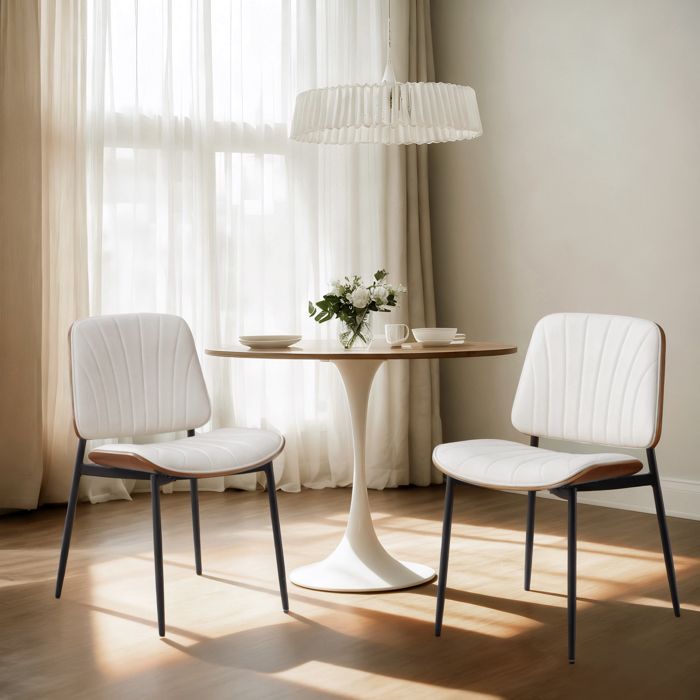 Wahson Chaise de Salle à Manger Lot de 2 Chaise Salle à Manger Confortable Chaise de Cuisine Moderne avec Dossier Cuir PU Blanc