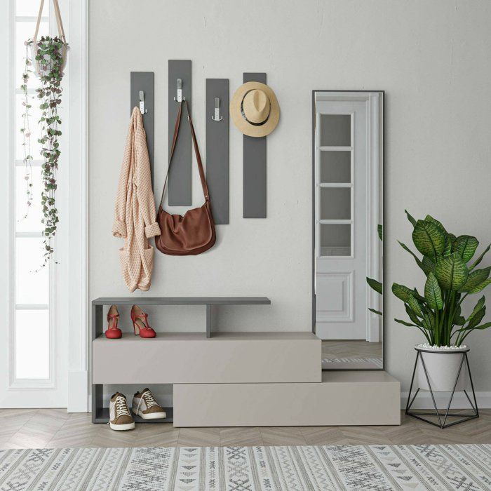 Meuble dentrée Dmartíne - Dmora - En Melaminè - Colombe Anthracite 137x35h54.5 cm