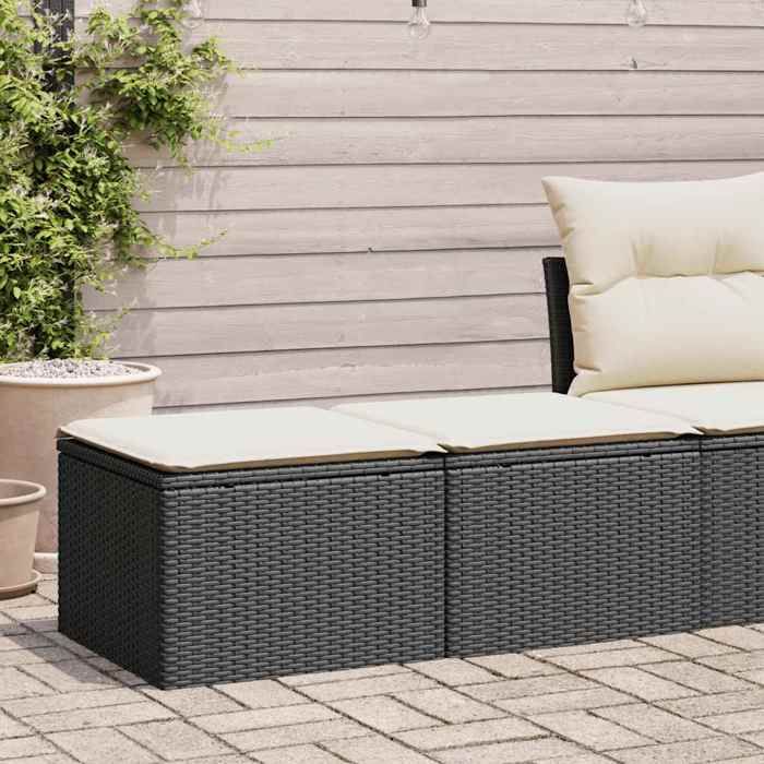 vidaXL Salon de jardin avec coussins 2 pcs noir résine tressée acacia 3328679