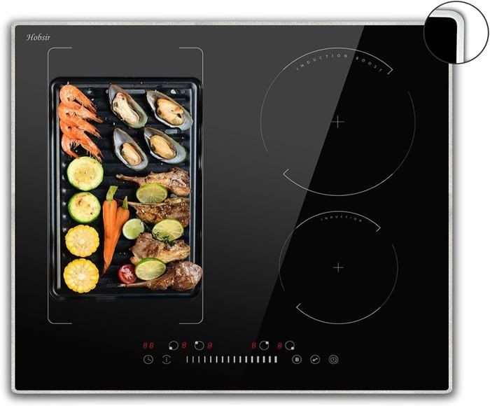 Plaque Induction 4 Feux 7200W Encastrable - Double Zone Flexible, Booster, Minuterie, Verrouillage Enfant