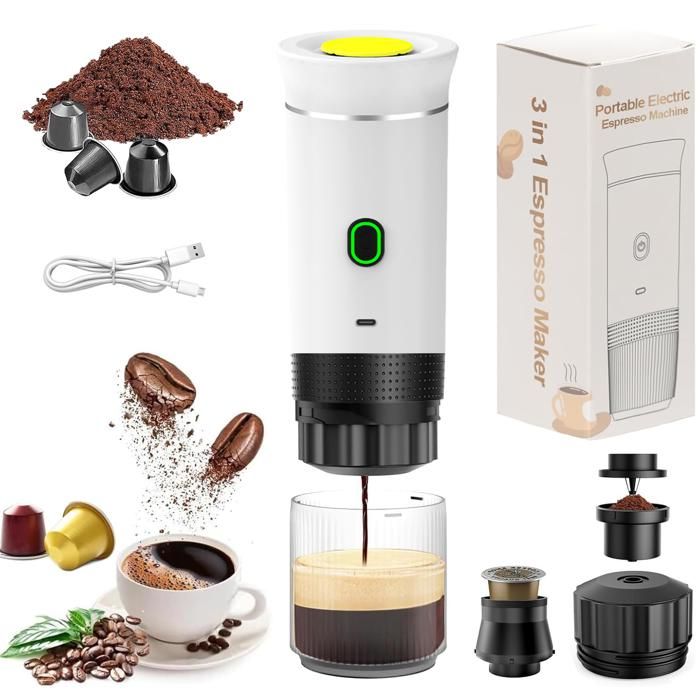 Machine à café portable cafetière chauffante portable cafetière de voiturecafetière à piles mini machine à expresso（Blanc） - Unbranded