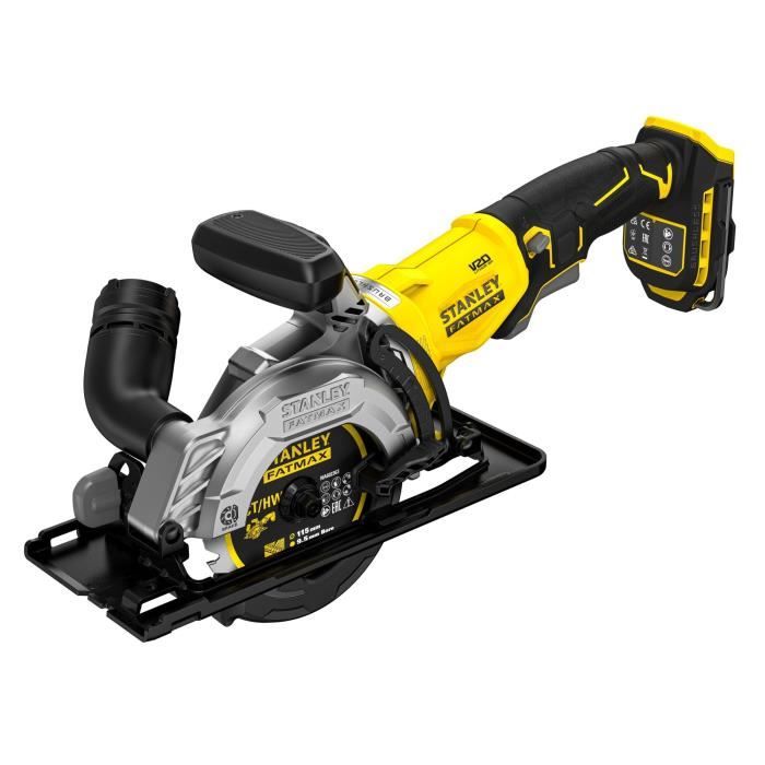 Scie Circulaire 115 mm Brushless 18V 4 500 trsmin 2 sens de coupe LED Gamme V20 STANLEY FATMAX SFMCS515B XJ