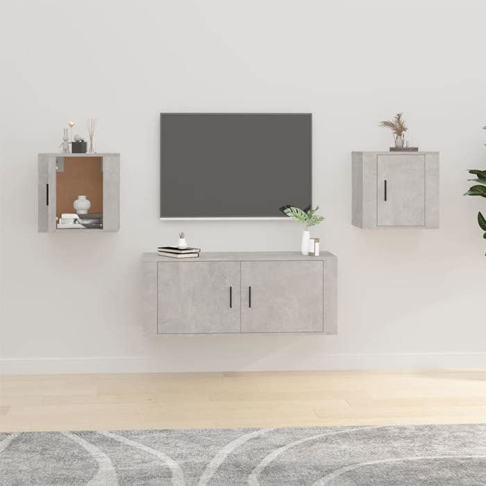 Meilleures Armoire HiFi suspendus Meubles TV muraux 2 pcs - gris béton - 40x345x40cm SSD92842860