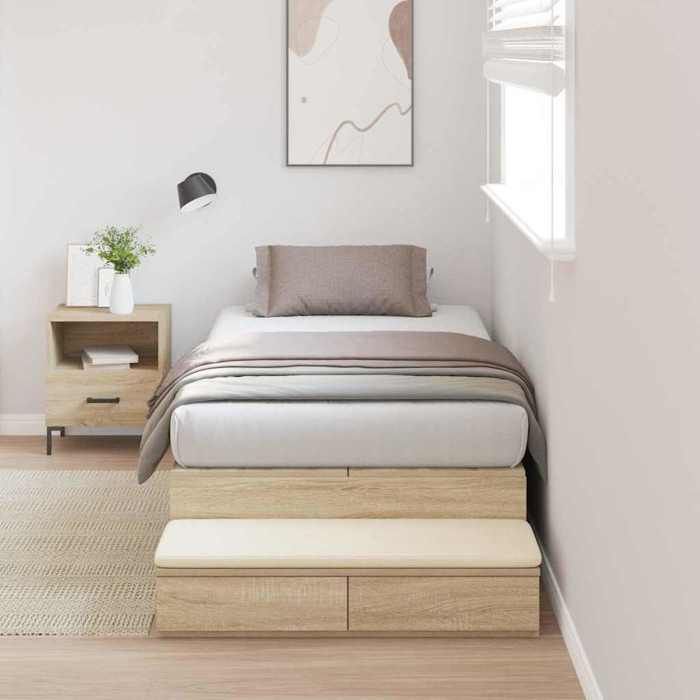 vidaXL Cadre de lit avec rangement avec tiroir Chêne Sonoma 90 cm 3335671