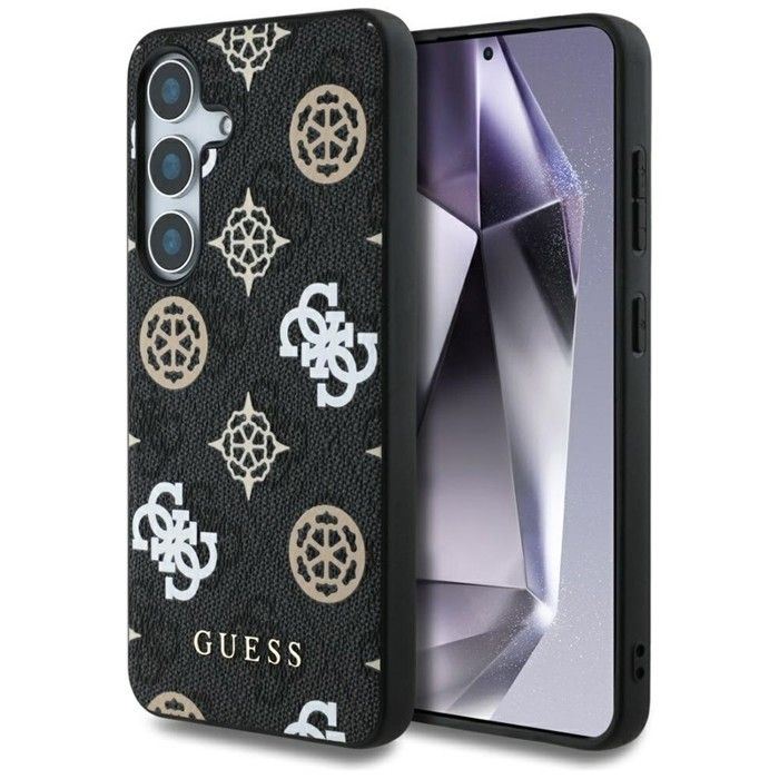 Coque Guess 4G imprimée pivoine colorée MagSafe pour Samsung Galaxy S25