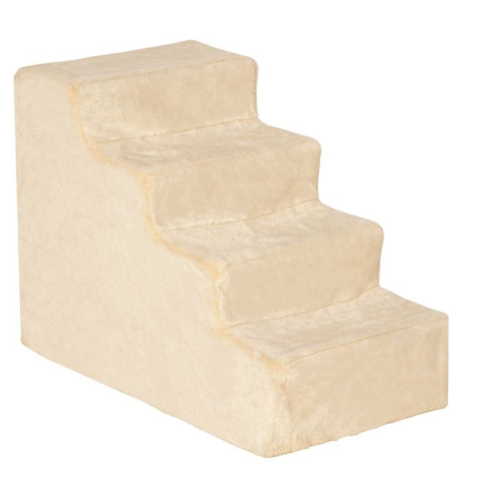 WEIGULO Escalier pour animaux avec revêtement amovible escalier pour chat escalier pour chien carton peluche beige