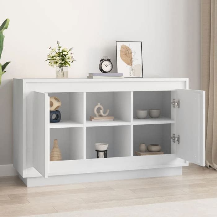 (SOLDE dété) Placard/Buffet bas - Décor salon - blanc 102 x 35 x 60 cm bois dingénierie *aspect pratique2752496