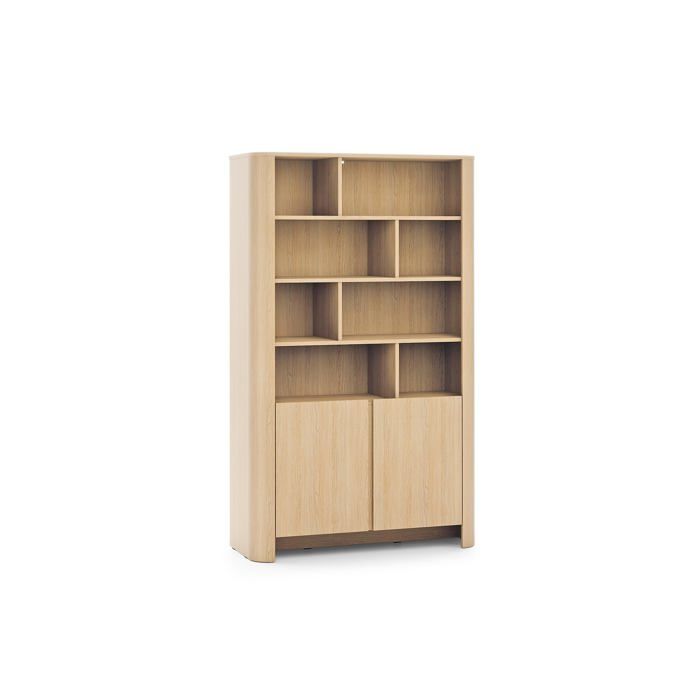 Bibliothèque - Chêne Vicenza - 103 x 39 x 160 cm - Style contemporain - Bords arrondis