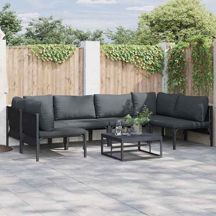 vidaXL Ensemble de canapé de jardin avec coussin 6 pcs Acier - vue 9
