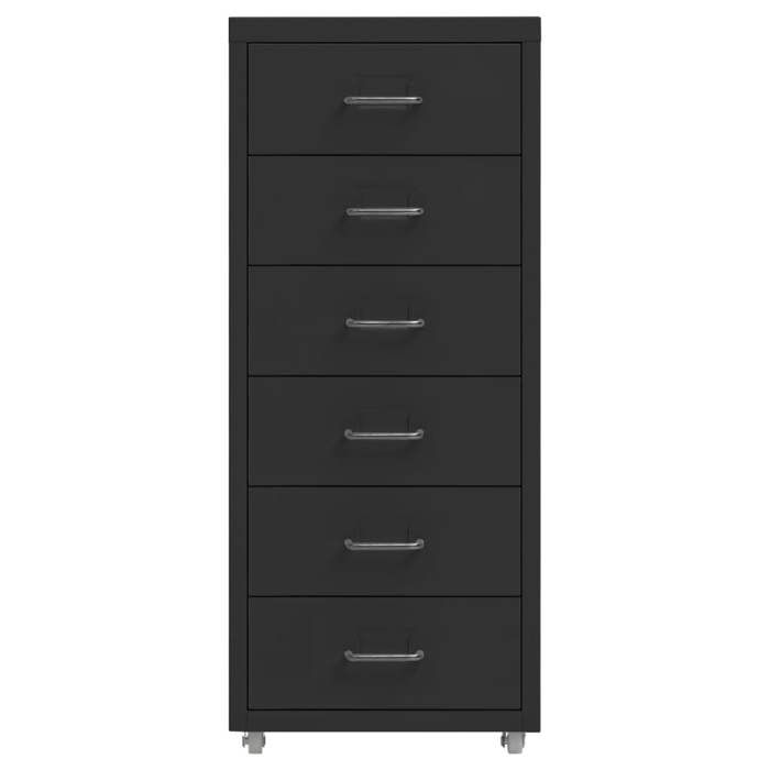 Noir Classeur mobile Armoire de classement CLARENCE Noir 28x41x69 cm Métal LV1185
