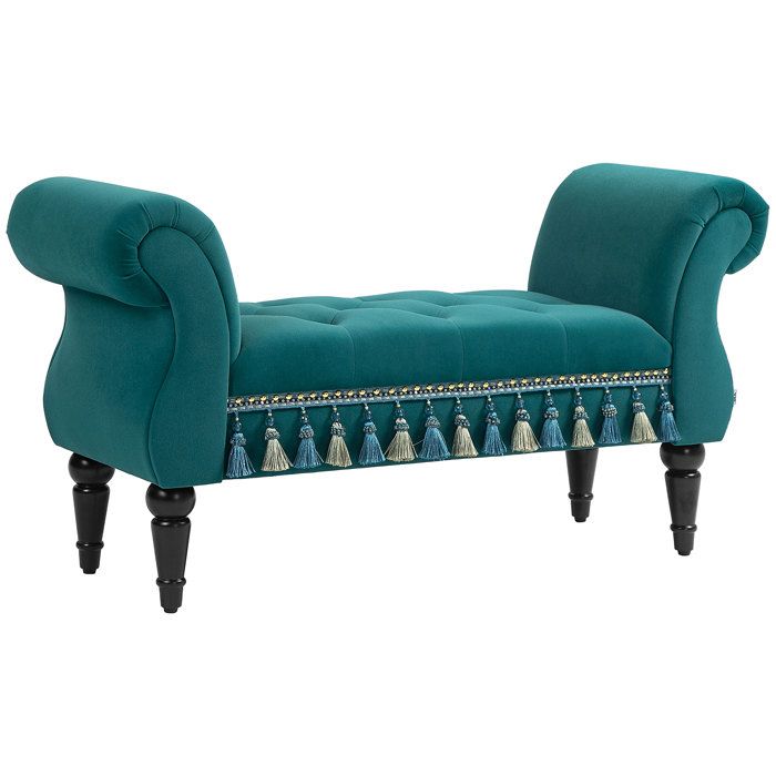 canapé de luxe rembourré banquette en velours extérieur 117 x 40 x 58 cm pour le salon chambre vert élégant et confortable