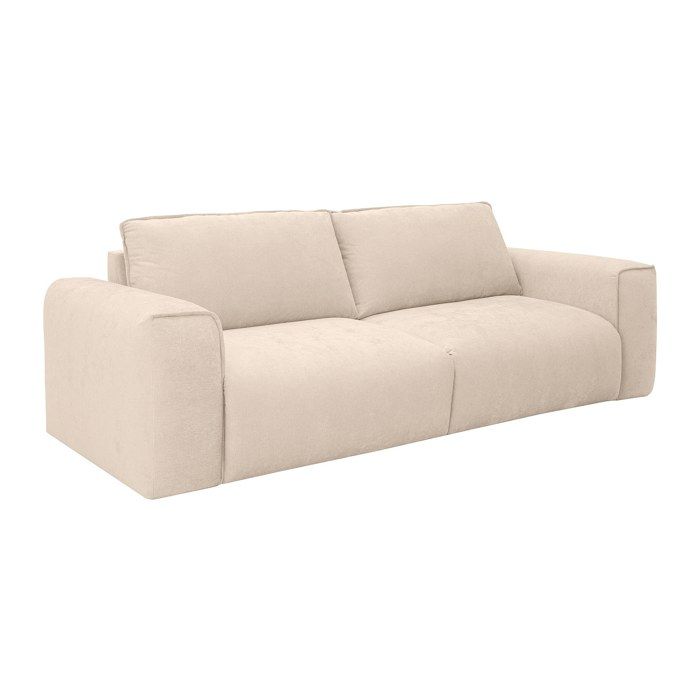 Canapé 3 places convertible express en tissu beige - Couchage 140 cm - Matelas 13 cm mémoire de forme POGLO Canapé 3 places convertible express en tissu beige - Couchage 140 cm - Matelas 13 cm mémoire de forme POGLO