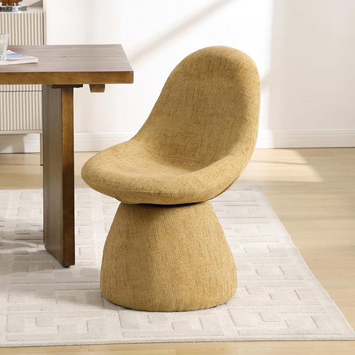 Ya-Home Chaise de Salle à Manger Pivotante Chaise de Cuisine Fauteuil pour Salle à Manger Chaise Coiffeuse Jolie Chenille Jaune