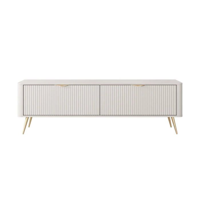 JOUDY MINI - Mini meuble TV 163cmeffet rainuré - Beige JOUDY MINI - Mini meuble TV 163cmeffet rainuré - Beige