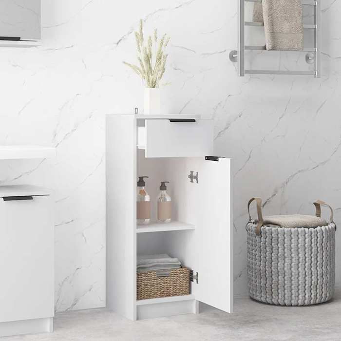 Bois Armoire de salle de bain 1 pièce forme rectangulaire blanc 32x33 5x90 cm bois dingénierie id2ygl